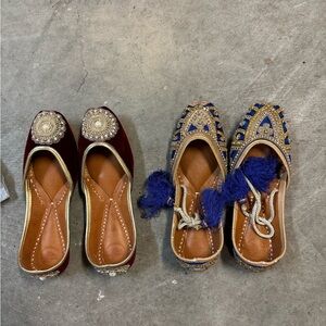 Two Moroccan shoes made of genuine leather and embroidery in size 5 1/2